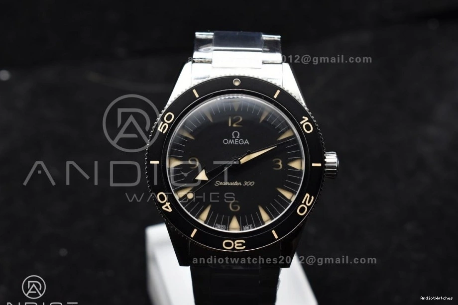 300 on 1060 Tailored A8912 Dial Heritage SS Seamaster Clone VSF Black Super Best 1:1 Edition Bracelet 0503